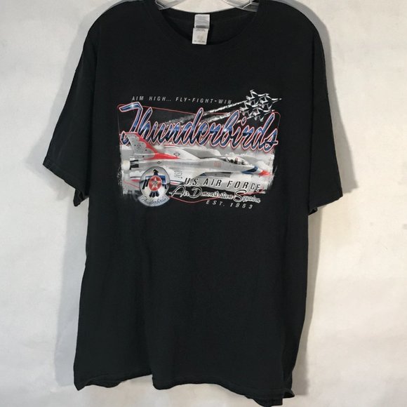 US Air Force Thunderbirds Fighter Plane Black Tee Short Sleeve T Shirt XXL - Picture 4 of 11